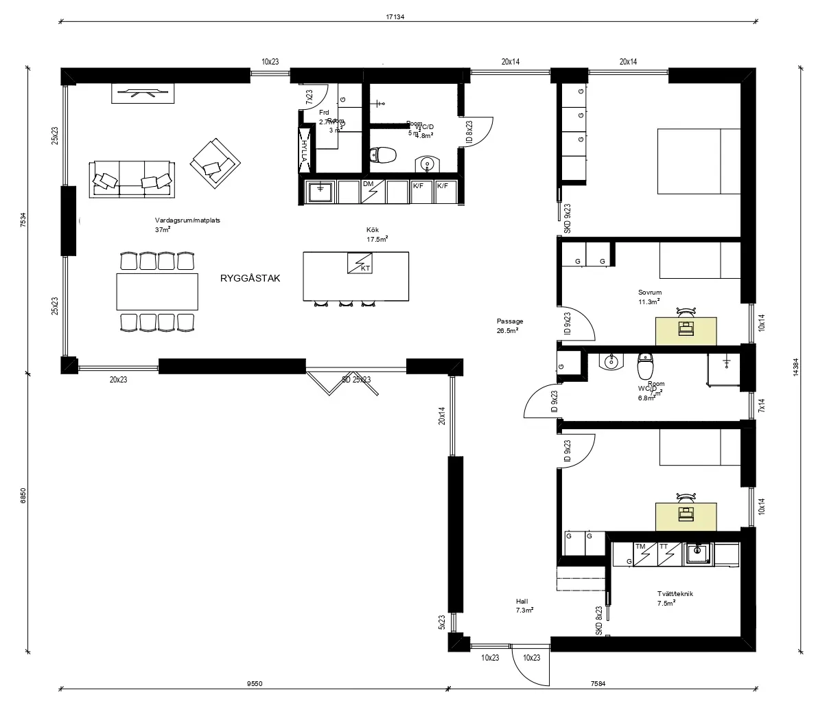 Planritning Villa Luftglänta — Plan 1